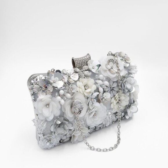 Elegant Floral Beaded Evening Bag - 3D Design Clutch for Weddings & Parties - Picture 2 of 7